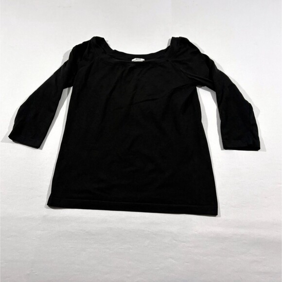 Wolford Womens Wool Blend Round Neck Long Sleeve Basic Shirt Black Top Sz M - Picture 1 of 7